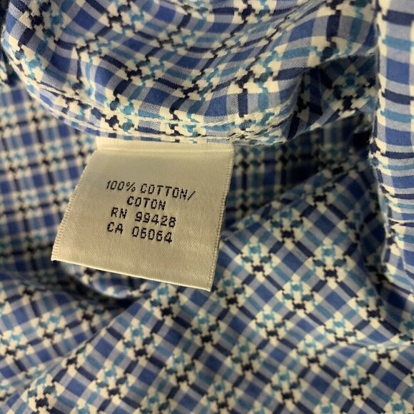 Bugatchi Shaped Fit Blue Plaid Long Sleeve Button Down Shirt Men’s - Picture 5 of 5